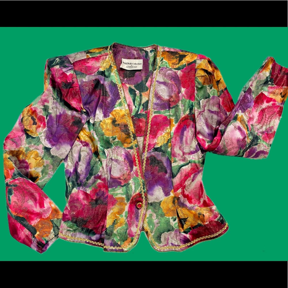 Vintage metallic floral blazer size 10